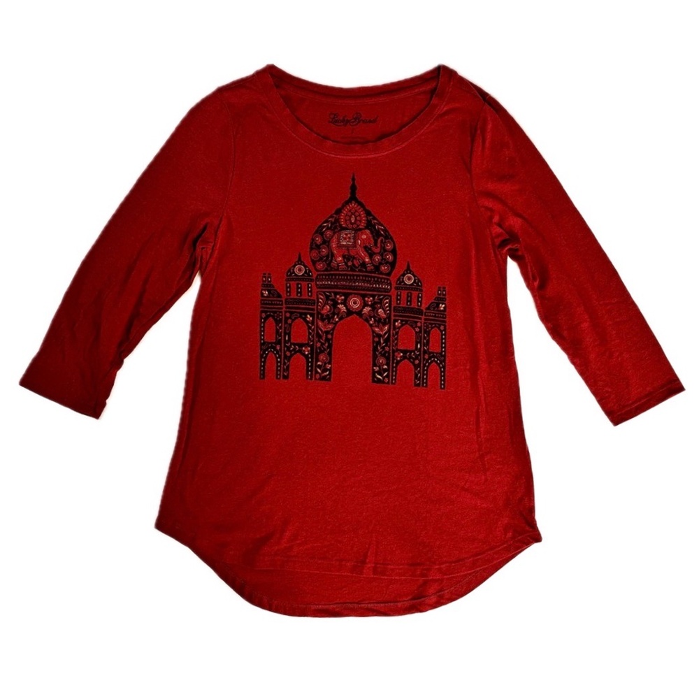Lucky Brand Graphic 3/4 Sleeve T Shirt - L